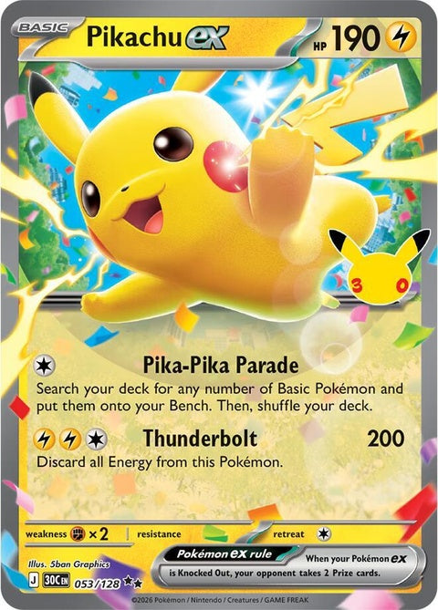 Pikachu Ex (53) - ME: 30th Celebration