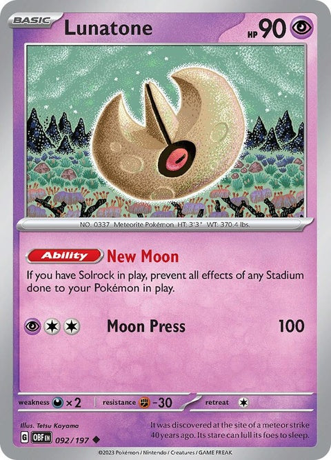 Lunatone (92) - Obsidian Flames