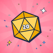 Gouden d20-dobbelsteen die 20 gooit