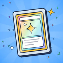 Glimmende holo trading card beschermd in een toploader