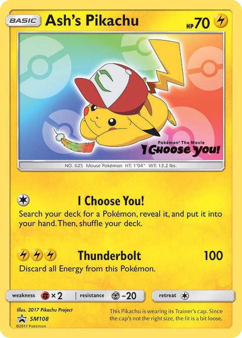 Ash's Pikachu (SM108) - Sun & Moon Black Star Promos