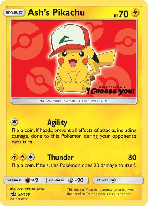 Ash's Pikachu (SM109) - Sun & Moon Black Star Promos