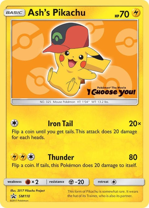 Ash's Pikachu (SM110) - Sun & Moon Black Star Promos