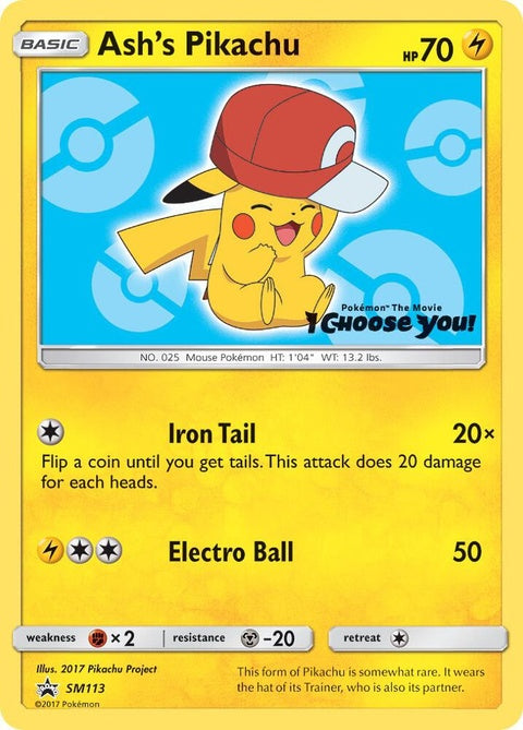 Ash's Pikachu (SM113) - Sun & Moon Black Star Promos